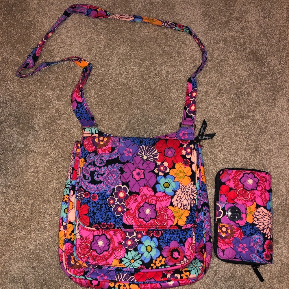 Vera Bradley floral crossbody with wallet.